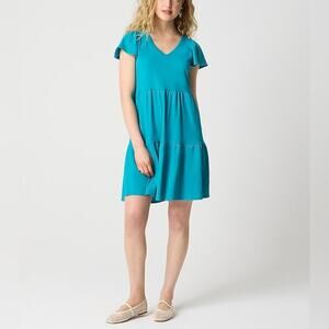 J Crew Tiered knit mini dress in teal Size S